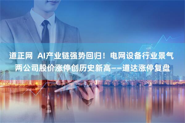 道正网  AI产业链强势回归！电网设备行业景气 两公司股价涨停创历史新高——道达涨停复盘